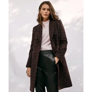 NEW Sz XS Wmns Ann Taylor Cheetah Print Double Breasted Chesterfield Coat Animal - Picture 1 of 5