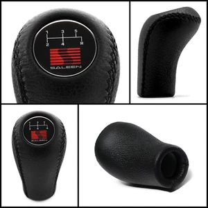 FORD MUSTANG COBRA 1979-2004 SALEEN EMBLEM SHIFT KNOB MT 5 SPEED GENUINE LEATHER - Picture 1 of 6