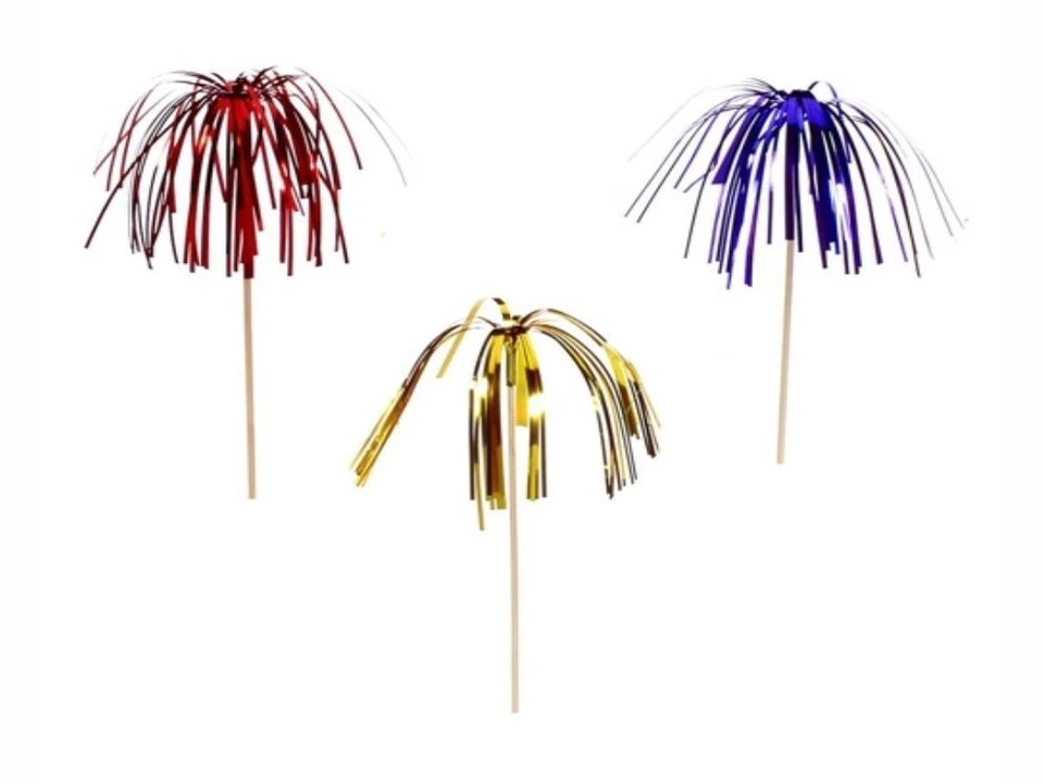100 Deko Picker 15,5 cm farbig sortiert Feuerwerk Palme Eisdekoration Cocktail - Bild 1 von 1