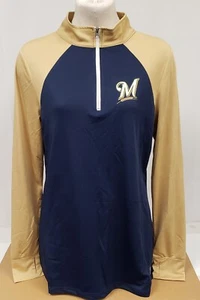 Brand New Women's MLB Milwaukee Brewers Qtr-Zip TX3 Cool Sweatshirt- L - Picture 1 of 4