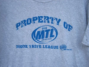 New (L) retro logo MILLER LITE T Shirt PROPERTY OF league baseball football LG - Picture 1 of 10