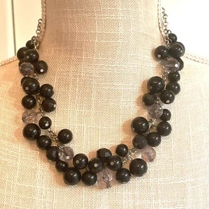 Black Bauble Statement Bead Necklace - Picture 1 of 6