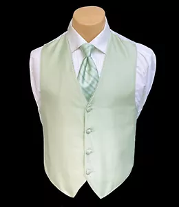 Men's Jean Yves Sterling Celedon Green Tuxedo Vest & Tie Free Shipping - Picture 1 of 5