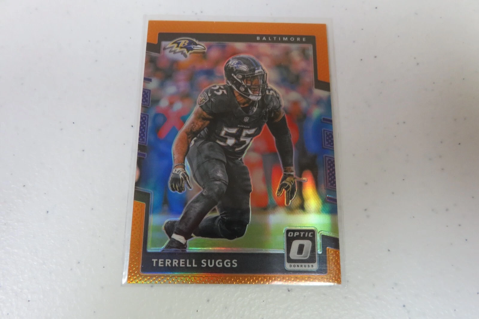 JERSEY MATCH 2017 Donruss Optic Orange Prizm 55/199 Terrell Suggs Ravens