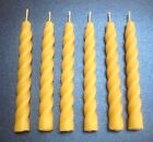 6 X Handmade 100% Pure Beeswax Small Spiral Twist Taper Thin Candles 10Cm X 1Cm