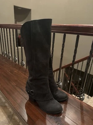 Fergie Fergalicious Lexy Faux Suede Black Knee HIgh Boots Womens Size 9 - Image 1 of 4