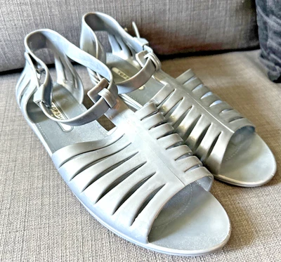 Topshop Jelly Gladiator Blue Gray Sandals Womans Size Large Preowned - Image 1 of 4