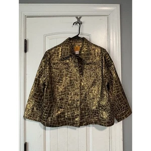 Ruby Rd. Women's Gold Metallic Jacket size 14 - Picture 1 of 3