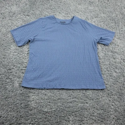 Camisa Isaac Mizrahi Live Mujer XL Azul Texturizada Manga Corta Crew Informal Top Foto 1 de 4