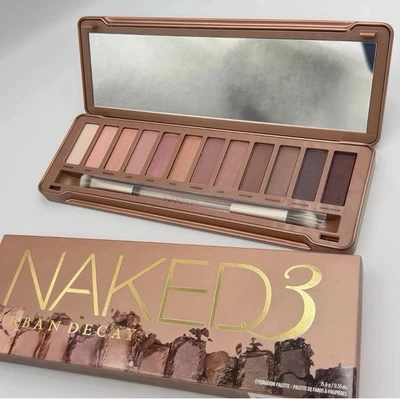 URBAN DECAY NAKED3 EYESHADOW PALETTE ROSE-NEUTRAL 12 SHADES W/ BRUSH NIB - Image 1 of 4