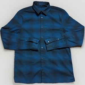 Lululemon Masons Peak Flannel Shirt Mens Size Medium Blue Black Long Sleeve - Picture 1 of 7