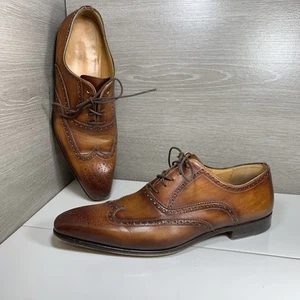 Magnanni Mens Dress Shoes Spain Mens US Size 10 Brown Oxford Wingtip - Picture 1 of 13