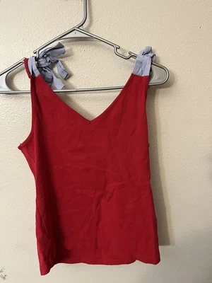 Tommy Hilfiger Rojo Correa Ancha Camiseta sin Mangas Arcos en Hombros Pullover Algodón M Foto 1 de 4