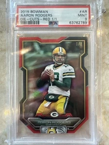 2015 BOWMAN 1/1 RED DIE-CUT #AR AARON RODGERS PACKERS POP 1 PSA 9 One Of One!! - Picture 1 of 4
