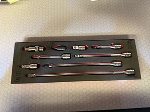 SNAP ON 3/8 EXTENSION ADAPTOR SET IN RED FOAM ORGANISER TRAY 9PC SET FM209EX01BR - Picture 1 of 8