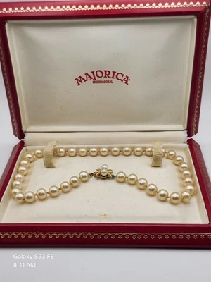 Majorica 9 mm 17 inch Pearl Choker w/ Box - Image 1 of 4