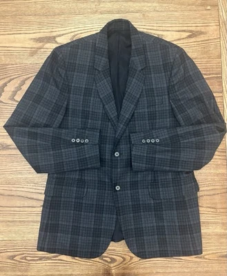 Casaco esportivo Vince masculino xadrez preto/cinza 100% lã blazer tamanho 42 - Imagem 1 de 4