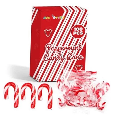  Mini bastones de caramelo a granel - envueltos individualmente, paquete de 100 mini caramelos de 2 pulgadas Foto 1 de 4