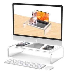 Acrylic Monitor Stand Riser Clear Laptop Stand for Desk Computer Organizer - Afbeelding 1 van 8