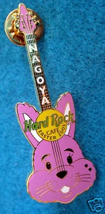 NAGOYA PINK EASTER BUNNY RABBIT TOOTHY GRIN 2003 GUITAR Hard Rock Cafe PIN LE - Picture 1 of 1