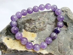 Herren Natur Edelstein Armband Amethyst 10mm Perlen dehnbar elastisch - Bild 1 von 3