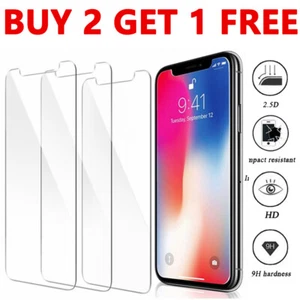 1/3 Pcs For iPhone 15 14 Plus 13 12 11 Pro Max Tempered Glass Screen Protector - Picture 1 of 32