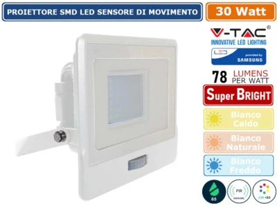 V-TAC VT-138S FARO SMD LED SAMSUNG 30W IP65 SENSORE DI MOVIMENTO E CREPUSCOLARE - Immagine 1 di 3
