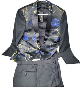 Cloudstyle Mens Suits One Button Floral Blazer 2Pcs Wedding Suits Jacket & Pants - Picture 1 of 5