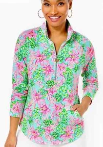 NWT $98 Lilly Pulitzer skipper popover sweatshirt Sz XL So Shellegant Surf Blue - Picture 1 of 2