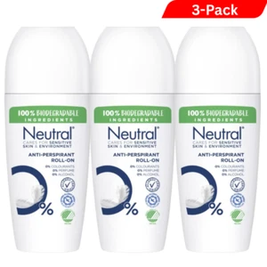 3 x Neutral Unscented Deodorant Roll-On 50ml – pH Balanced for Sensitive Skin - Picture 1 of 7