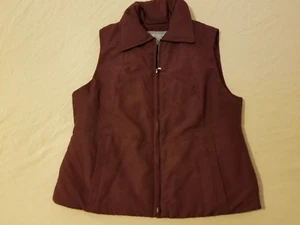 Womens Ann Taylor Full Zip Vest XXSP Maroon Puffer Down Filled 2XS - Picture 1 of 7