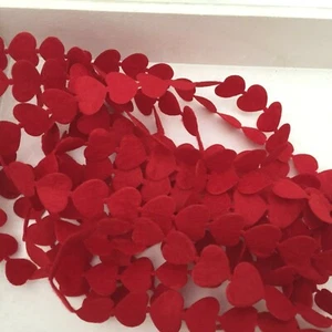 Cinta de fieltro corazón rojo, corazones vinculados, fabricación de tarjetas, día de San Valentín, artesanías, 1 metro - Imagen 1 de 5