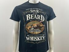 Spur & Beard Whiskey T Shirt Men's Size Medium Graphic Cotton Crew Advertising 