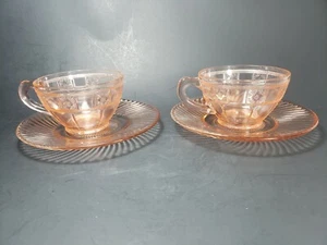 Mixed lot - 2 Jeannette DORIC Cups + 2 Anniversary PINK Saucers -4 total items - Picture 1 of 12