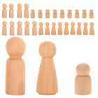 30 Pcs Unfinished Doll Peg Wooden Dolls Craft Baby