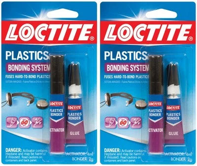 2 ~ LOCTITE Plastics 2pc Bonding System Super Glue Metal Leather Ceramic Wood