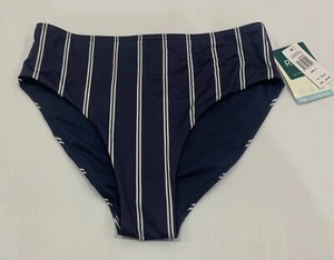 ROXY Size S/8 BIKINI Hugh Waist Blue Striped Bather High Wst Bottoms NEW $79 - Picture 1 of 4