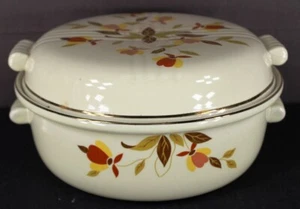 Vintage Hall Jewel Tea Autumn Leaf Round Covered Serving Casserole Dish w Lid - Picture 1 of 7