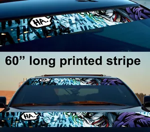 60" Hahaha Serious Mad Smile Sun Strip Printed Windshield Vinyl Sticker Decal - Bild 1 von 2