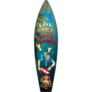 Live Free Dive Hard 2"x8" Surfboard Magnet Fridge Refrigerator Home Kitchen - Picture 1 of 1