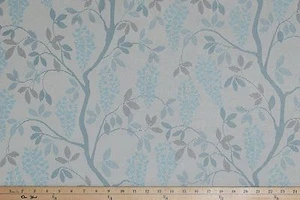 TAVELMO ZIGGY AQUA BLUE Cream Olefin Outdoor Furniture Cushion FABRIC BY YARD - Picture 1 of 3