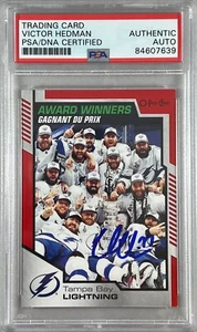Victor Hedman auto 2020-21 O-Pee-Chee card #610 Lightning PSA Encapsulated - Picture 1 of 3