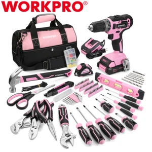 WORKPRO 157PC Home Tool Kit Drill Tool Set 20V Cordless Drill Gun Kit w/Tool Bag - Picture 1 of 11
