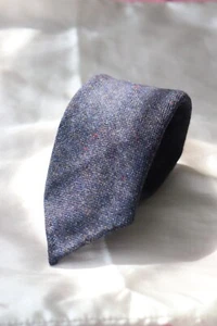 E.G. Corbata de lana Cappelli Napoli Shetland índigo mancha melange rollo de mano sin forro - Imagen 1 de 19