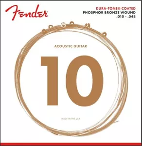 Fender 860XL Corde Rivestite Acustiche Fosforo Bronzo Dura-tone 10-48 Extra Light - Foto 1 di 1