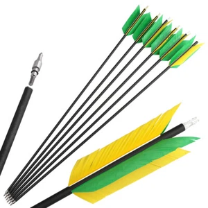 6/12/24 X 30'' Archery Carbon Arrow 4pcs Natural Feather Bow Hunting Shooting - Picture 1 of 16