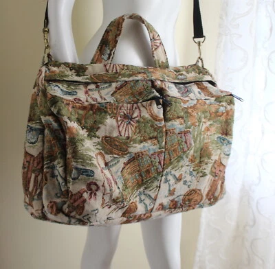 Studio Sauvageau Ojai CA Western Tapestry Cowboy Weekend Computer Commuter Bag  - Image 1 of 4