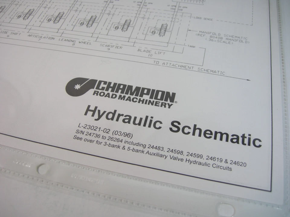 CHAMPION Motor Grader 700 Series Hydraulic Schematic Foldout S/N 24736 to 26264 - Image 1 of 1