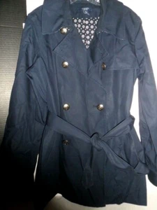 Abrigo Chaps Navy Para Mujer Talla L Algodón Forrado con Cinturón Doble Pecho - Imagen 1 de 9