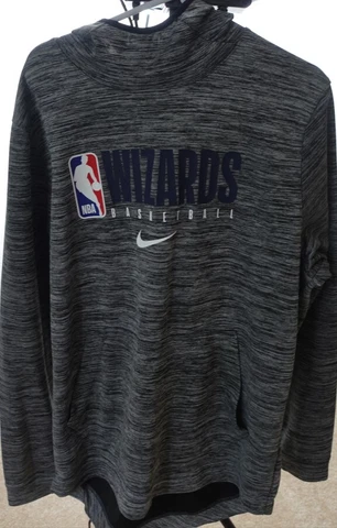 NIKE WASHINGTON WIZARDS PRACTICE HOODIE - Size Large Dri-Fit Sweatshirt NBA Grey Cover